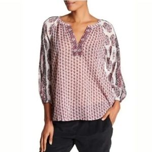 NWT Soft Joie Randeigh Boho Floral Long Sleeve Airy Cotton Tunic Top Size Large